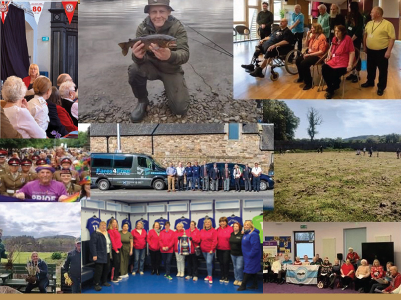 selection of photos show groups and individuals taking part in activities